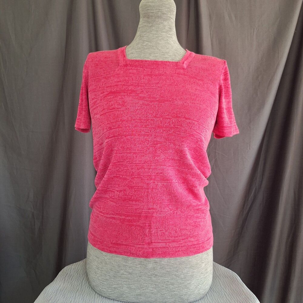 Small Winter Silks 79/30 Silk Cotton Hot Pink Short Sleeve Square Neck Sweater
